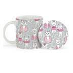 Bazinco Cats in Tutus White 11 Oz Ceramic Mug and Coaster Gift Combo