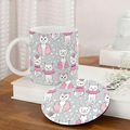 Bazinco Cats in Tutus White 11 Oz Ceramic Mug and Coaster Gift Combo