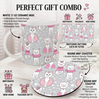 Bazinco Cats in Tutus White 11 Oz Ceramic Mug and Coaster Gift Combo
