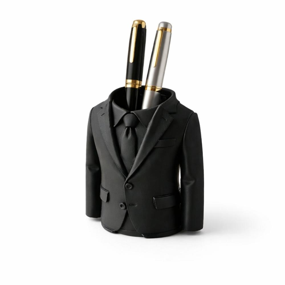 Bazinco 3D Gentleman Suit Pen Holder – Creative Desk Organizer Pen Stand for Office Desk Accessories