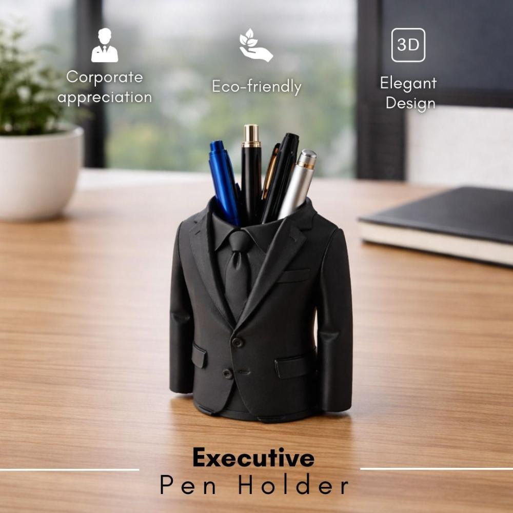 Bazinco 3D Gentleman Suit Pen Holder – Creative Desk Organizer Pen Stand for Office Desk Accessories