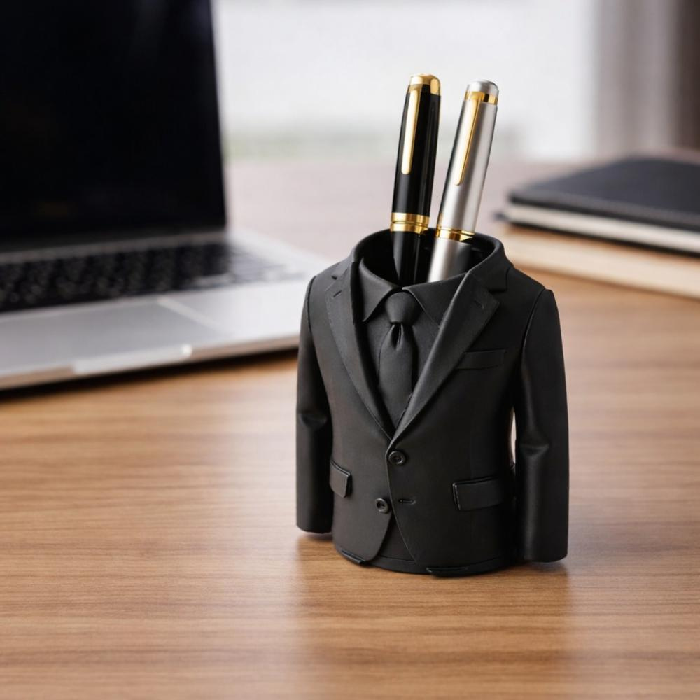 Bazinco 3D Gentleman Suit Pen Holder – Creative Desk Organizer Pen Stand for Office Desk Accessories