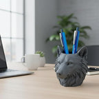 Bazinco Wolf Head Pen Holder | 3D Printed Desk Organizer in Biodegradable PLA Material