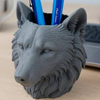 Bazinco Wolf Head Pen Holder | 3D Printed Desk Organizer in Biodegradable PLA Material