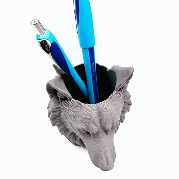 Bazinco Wolf Head Pen Holder | 3D Printed Desk Organizer in Biodegradable PLA Material