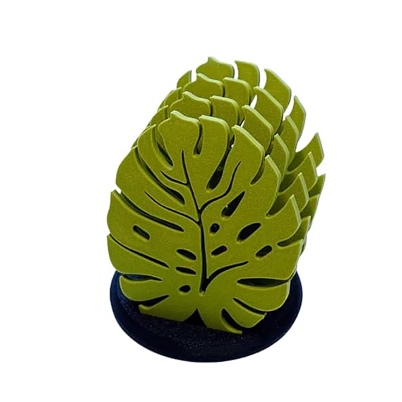 Bazinco 3D Printed Monstera Leaf Coasters Set of 4 – Anti-Slip Drink Coasters