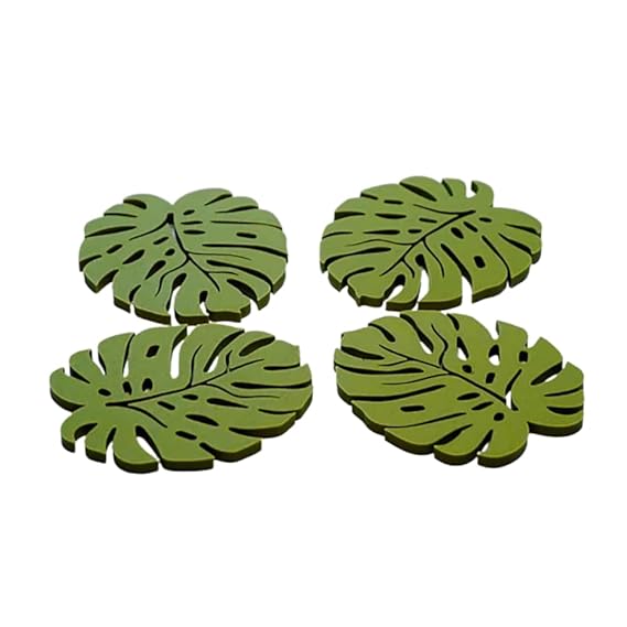 Bazinco 3D Printed Monstera Leaf Coasters Set of 4 – Anti-Slip Drink Coasters