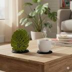 Bazinco 3D Printed Monstera Leaf Coasters Set of 4 – Anti-Slip Drink Coasters