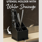 Bazinco 4-Compartment Knife & Cutlery Holder with Drain Tray – Modern Kitchen Organizer Stand