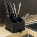 Bazinco 4-Compartment Knife & Cutlery Holder with Drain Tray – Modern Kitchen Organizer Stand