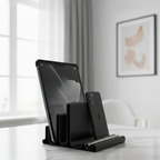 Bazinco 4-in-1 Multi Device Organizer Dock – Minimalist Desk Stand for iPad, Phone, Stylus & Accessories