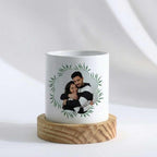Bazinco Personalized Photo & Name Ceramic Planter with Wooden Base – Custom Couple Gift, Indoor Plant Pot for Home Decor & Anniversary Gift