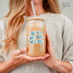 Custom Daily Dose of Delulu Glass Can | Personalized Name Iced Coffee Cup with Bamboo Lid & Reusable Glass Straw | Cute Aesthetic Coffee Tumbler Gift for Her