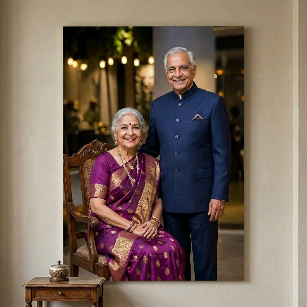 Bazinco Personalised Acrylic Glossy Finish Frame for Parents | Custom Wedding & Anniversary Photo Frame | Premium HD Acrylic Wall Portrait Gift for Mom & Dad