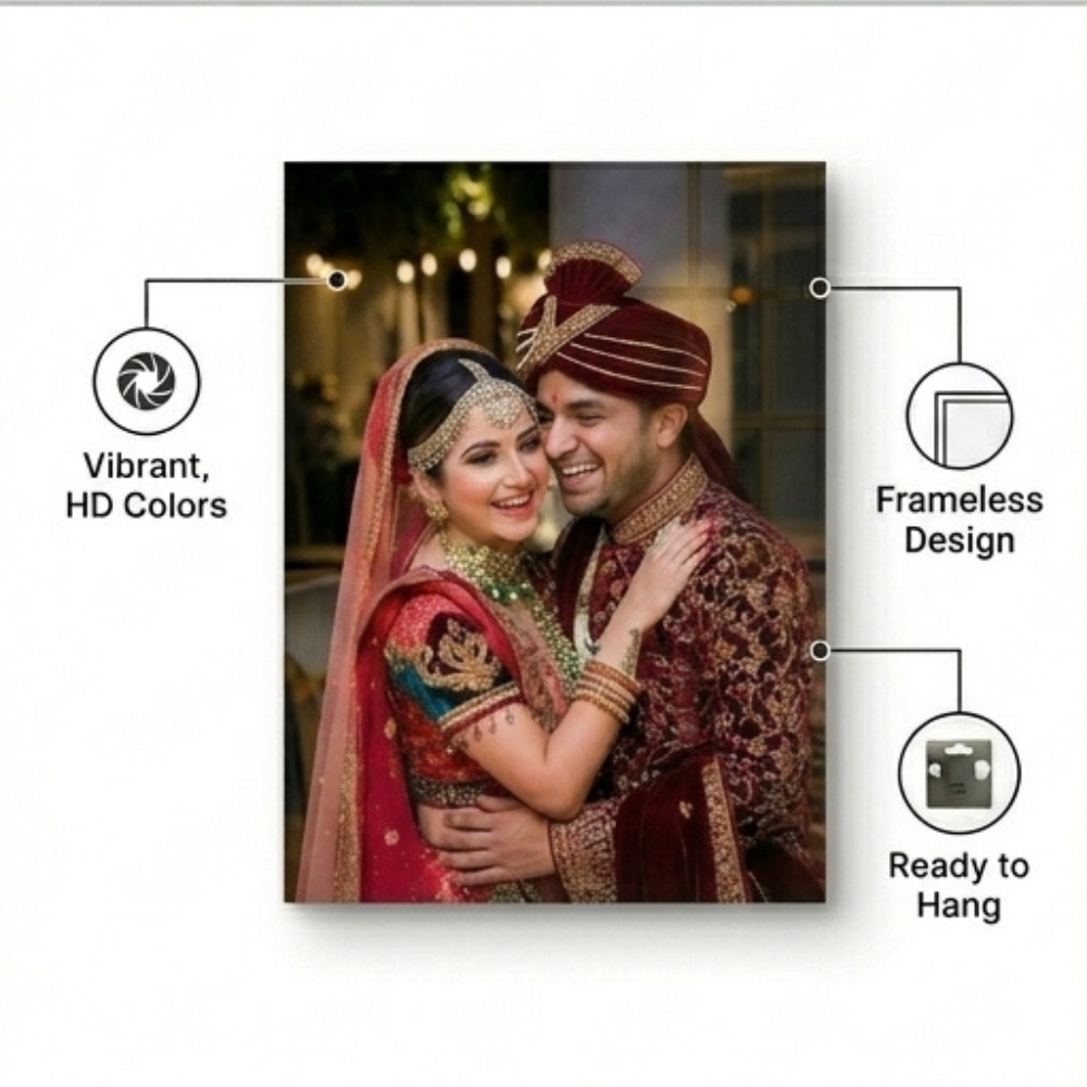 Bazinco Customized Acrylic Photo Frame - Personalized Wall Decor for Weddings & Anniversaries