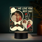 Bazinco Personalized Best Dad Acrylic Photo LED Lamp | Custom Father’s Day Night Light Gift