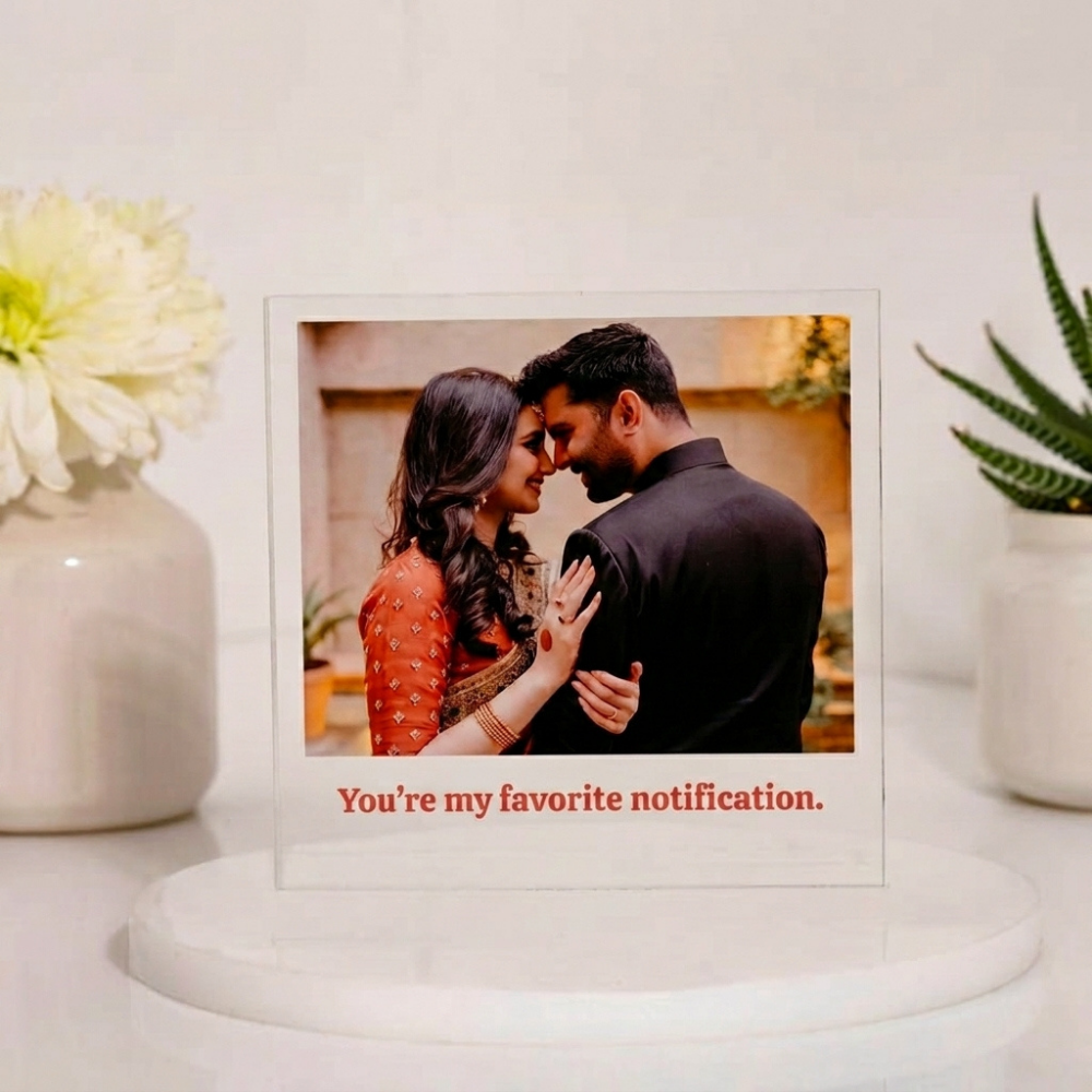 Bazinco Personalized Acrylic Photo Stand for Couples | Custom Anniversary Photo Plaque with Photo & Text | Romantic Gift for Husband, Wife, Boyfriend & Girlfriend