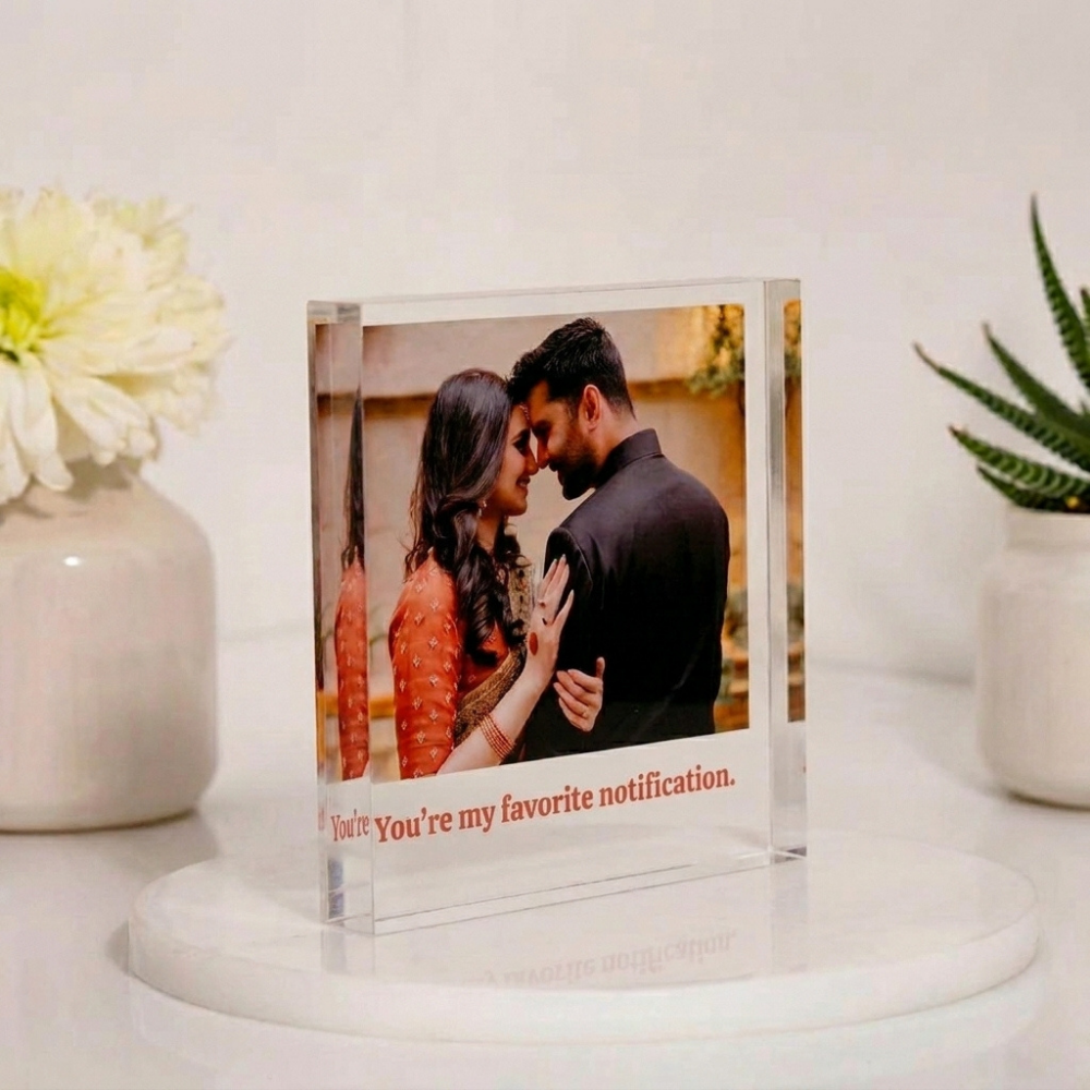 Bazinco Personalized Acrylic Photo Stand for Couples | Custom Anniversary Photo Plaque with Photo & Text | Romantic Gift for Husband, Wife, Boyfriend & Girlfriend