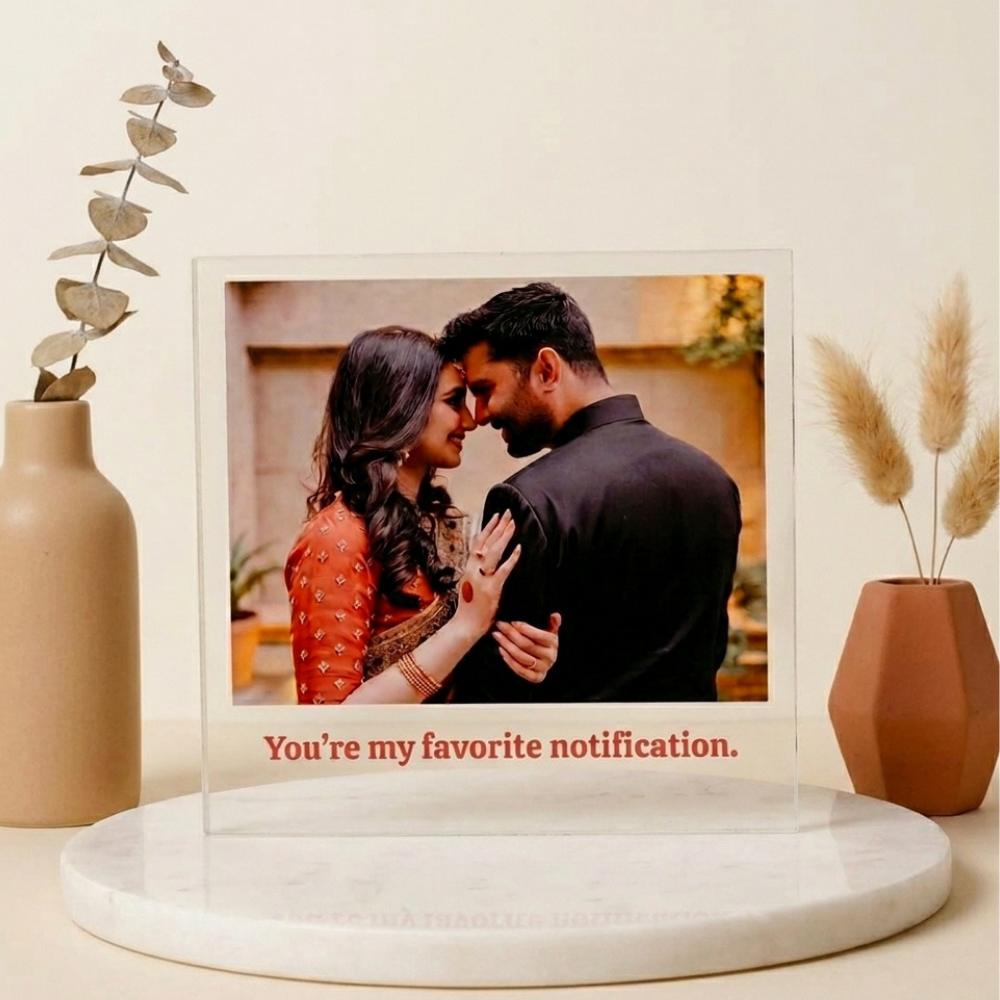 Bazinco Personalized Acrylic Photo Stand for Couples | Custom Anniversary Photo Plaque with Photo & Text | Romantic Gift for Husband, Wife, Boyfriend & Girlfriend