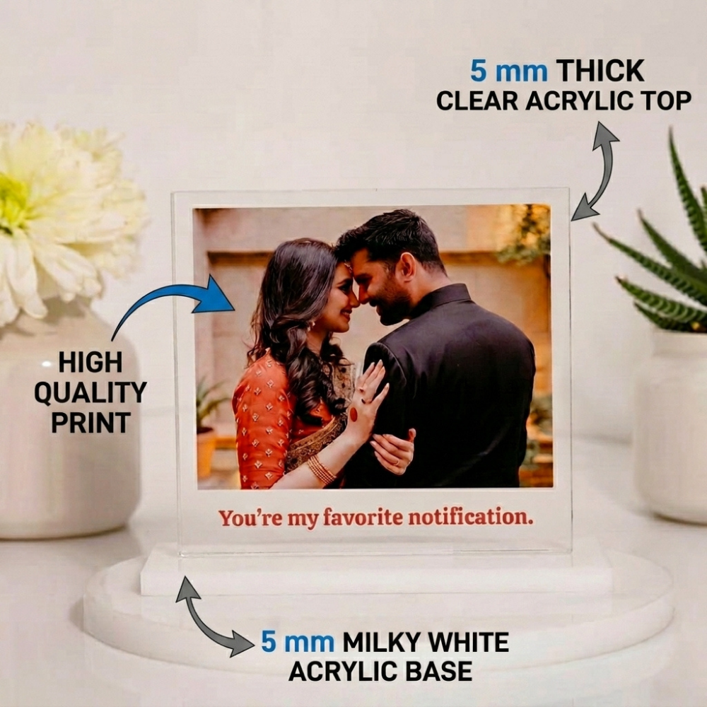 Bazinco Personalized Acrylic Photo Stand for Couples | Custom Anniversary Photo Plaque with Photo & Text | Romantic Gift for Husband, Wife, Boyfriend & Girlfriend