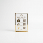 Bazinco Personalized Business QR Code Display Stand | Custom Acrylic Social Media QR Stand with Instagram, WhatsApp & Location QR | Business Counter Sign