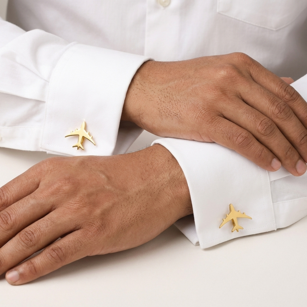 Bazinco Aviation Inspired Cufflinks – Airplane Design Cufflinks for Men Formal Wear