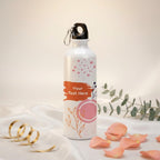 Bazinco Personalized Sipper Bottle with Custom Name | Pink Botanical Brushstroke Design | Reusable Water Bottle