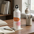 Bazinco Personalized Sipper Bottle with Custom Name | Pink Botanical Brushstroke Design | Reusable Water Bottle