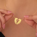Bazinco Personalized Heart Wing Necklace – Custom Name Angel Wings Pendant