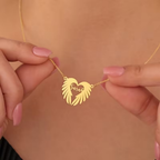 Bazinco Personalized Heart Wing Necklace – Custom Name Angel Wings Pendant