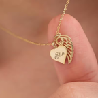 Angel Wing Heart Name Necklace Personalized | Gold Name Pendant Gift for Her – Bazinco