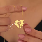 Bazinco Personalized Heart Wing Necklace – Custom Name Angel Wings Pendant