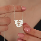 Bazinco Personalized Heart Wing Necklace – Custom Name Angel Wings Pendant