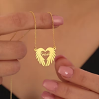 Bazinco Personalized Heart Wing Necklace – Custom Name Angel Wings Pendant