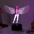 Bazinco Custom Angel Wings Photo LED Lamp | Personalized Acrylic Angel Wings Night Light with Black Base | Unique Gift for Women, Sister, Wife, Girlfriend & Best Friend