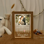 Bazinco Personalized Anniversary Photo Frame with Wedding Date Calendar, Custom Couple Photo & Names, Romantic Wedding Gift for Husband Wife