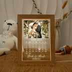 Bazinco Personalized Anniversary Photo Frame with Wedding Date Calendar, Custom Couple Photo & Names, Romantic Wedding Gift for Husband Wife