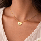 Bazinco Arabic Initial Heart Necklace – Personalized Heart Pendant Necklace for Women
