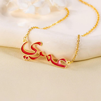 Minimalist Enamel Arabic Name Necklace – Personalized Name Pendant by Bazinco