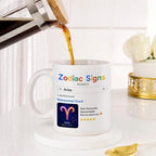 Bazinco Personalized Aries Mug 300 ml, Custom Zodiac Ceramic Coffee Mug with Name, Aries Zodiac Sign Gift for Women Men, Birthday Gift, Astrology Mug for Tea Coffee