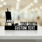 Bazinco Personalized Artist Name Plate – Custom Easel Design Desk Decor for Painters & Creatives