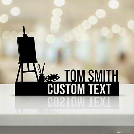 Bazinco Personalized Artist Name Plate – Custom Easel Design Desk Decor for Painters & Creatives