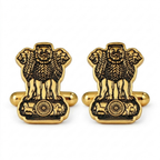 Bazinco Ashoka Chakra Lion Capital Cufflinks – Premium India Emblem Gold Cufflinks for Formal Shirts