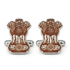 Bazinco Ashoka Chakra Lion Capital Cufflinks – Premium India Emblem Gold Cufflinks for Formal Shirts
