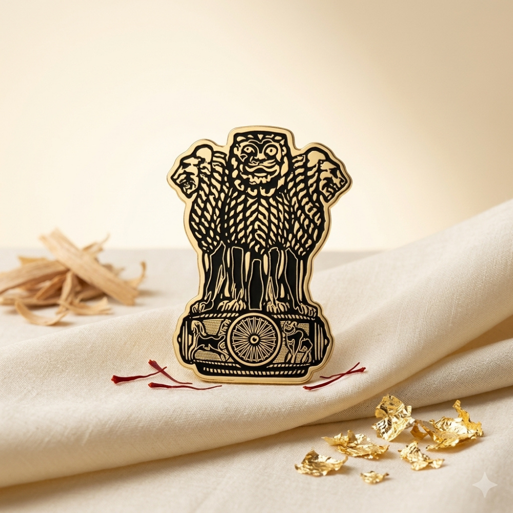 Bazinco Ashoka Lion Capital Brooch – Premium Indian National Emblem Lapel Pin