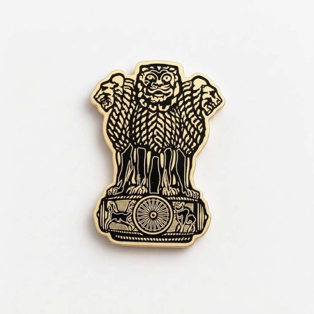 Bazinco Ashoka Lion Capital Brooch – Premium Indian National Emblem Lapel Pin