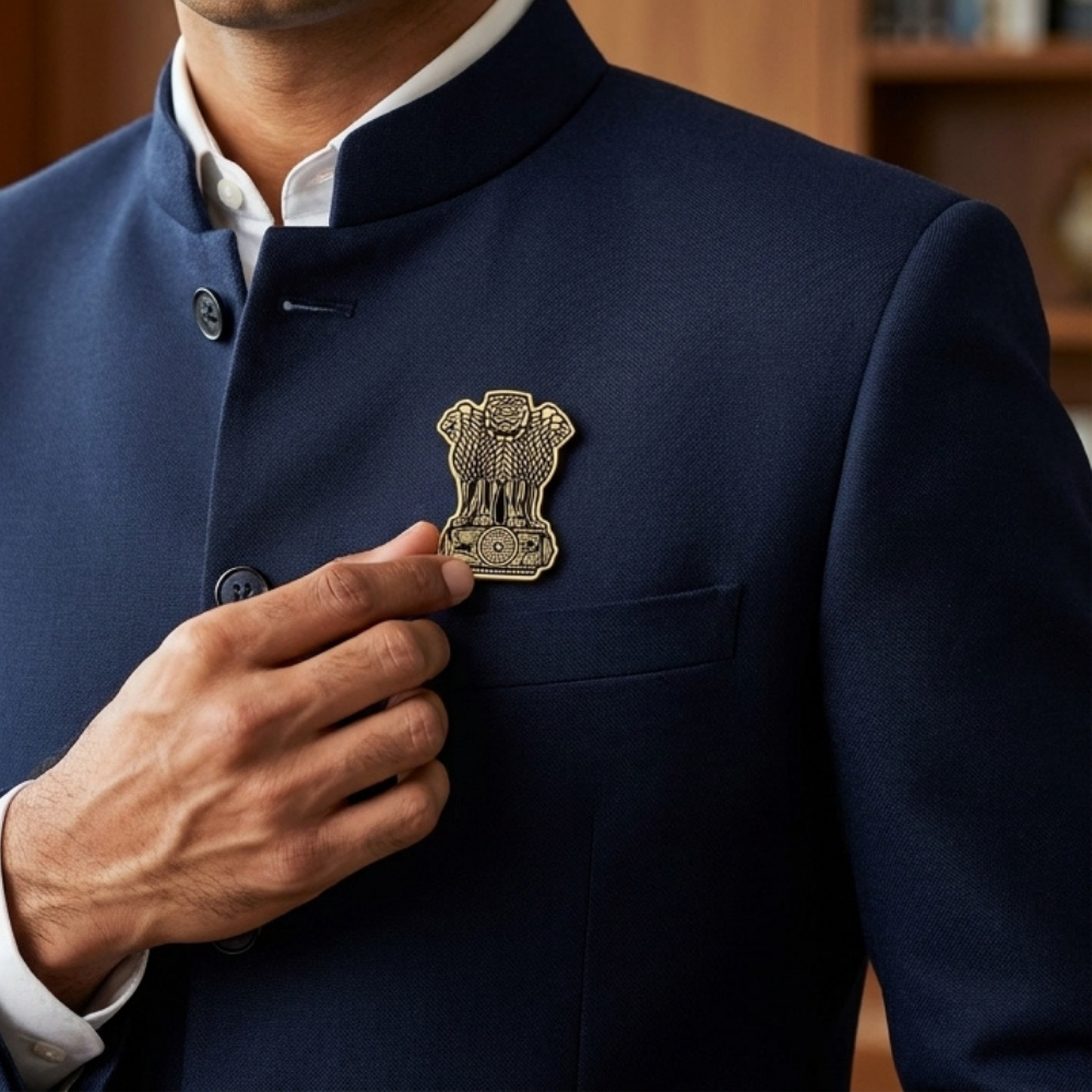 Bazinco Ashoka Lion Capital Brooch – Premium Indian National Emblem Lapel Pin