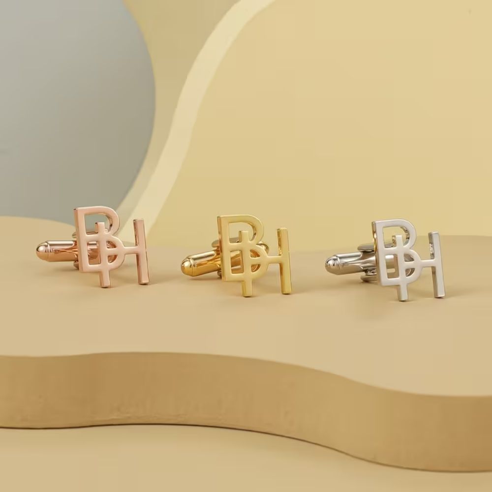 Bazinco Personalized Designer Cufflinks – Custom Initial Letter Stylish Cufflinks for Men