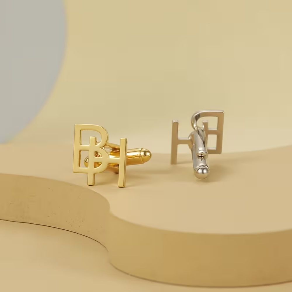 Bazinco Personalized Designer Cufflinks – Custom Initial Letter Stylish Cufflinks for Men