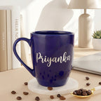 Custom name mug
Personalized blue ceramic mug
Blue custom mug with gold nam